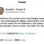Donald Trump on tweter about Ethiopia